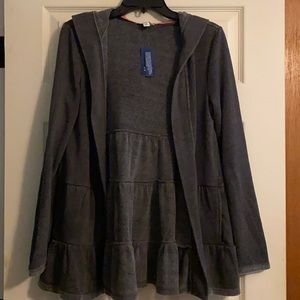 BNWT crown and ivy ruffled hooded sweatshirt